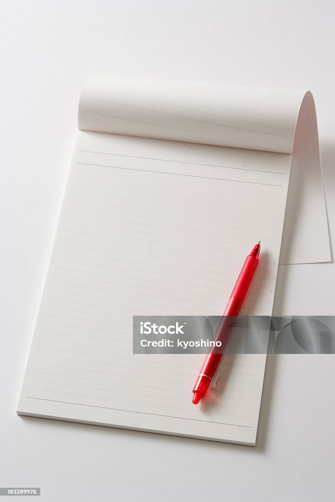 絶縁ショットを空白にペンでノート白背景 - からっぽのロイヤリティフリーストックフォト