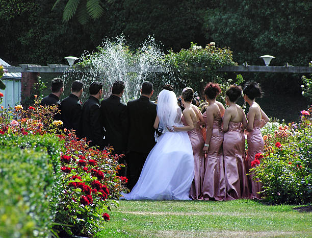 Close up of the bride and groom, copy space