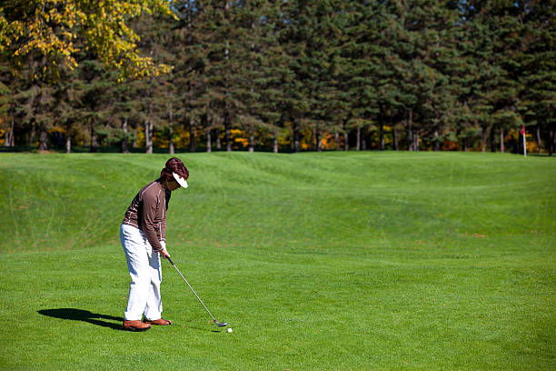 istock Woman Golf Player in Action in Autumn 183290941
