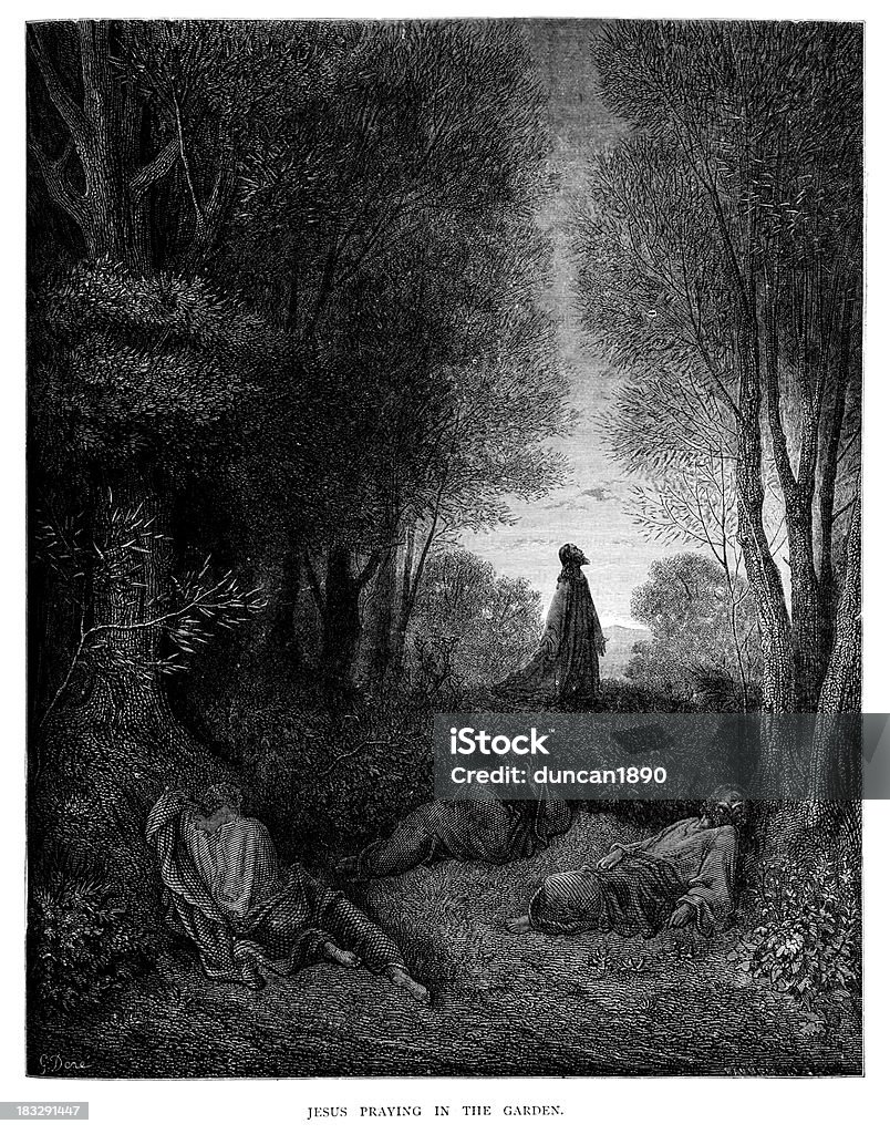 Jesus prier dans le jardin - Illustration de Jésus-Christ libre de droits
