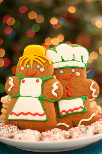 Gingerbread cookies on cookie plate in holiday atmosphere.THIS IMAGE IS ONLY AVAILABLE HERE AT ISTOCKPHOTO