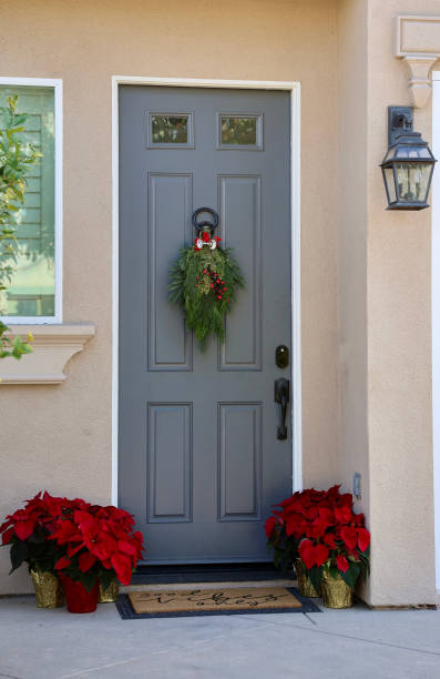 istock Elegant front door with Holiday decor 1832918023