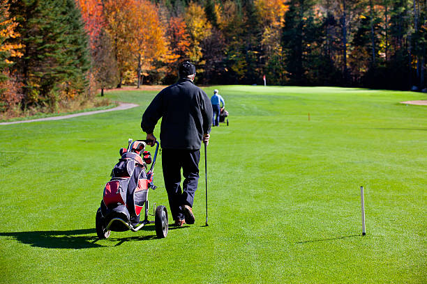 istock Senior Golf Player in Action in Autumn 183291836