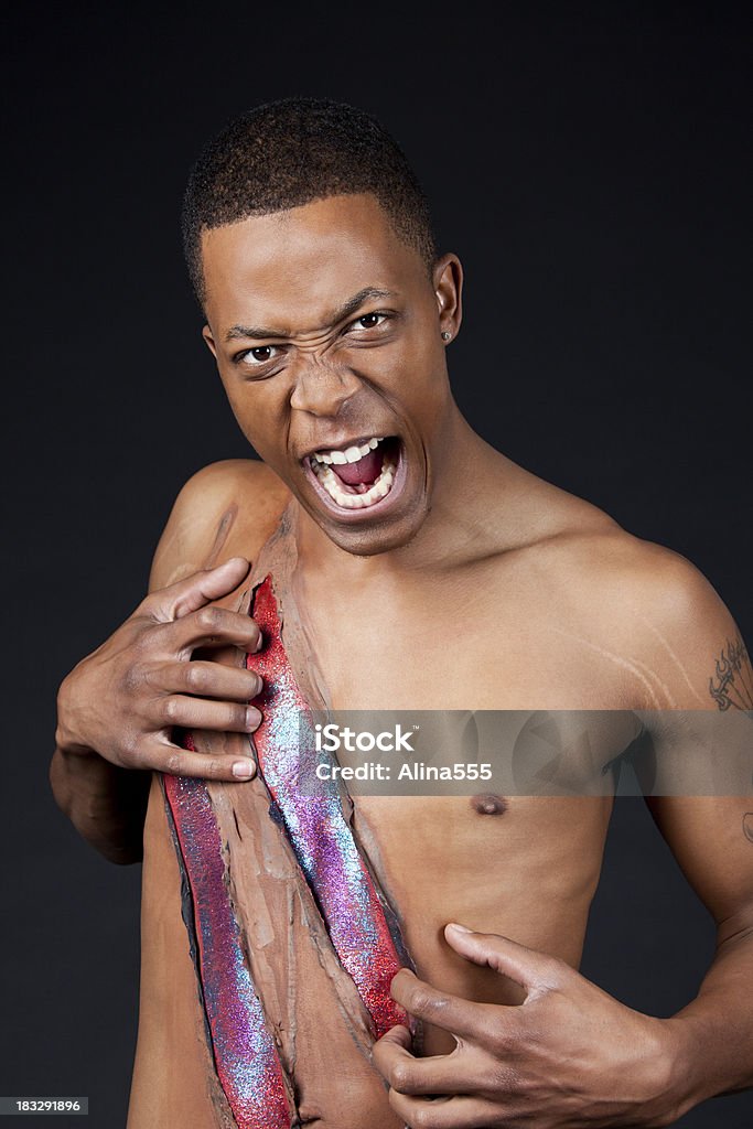 Man with alien looking scars on his chest Intense man with alien looking scars on his chest (Renolypse)  You might also be interested in these: African Ethnicity Stock Photo