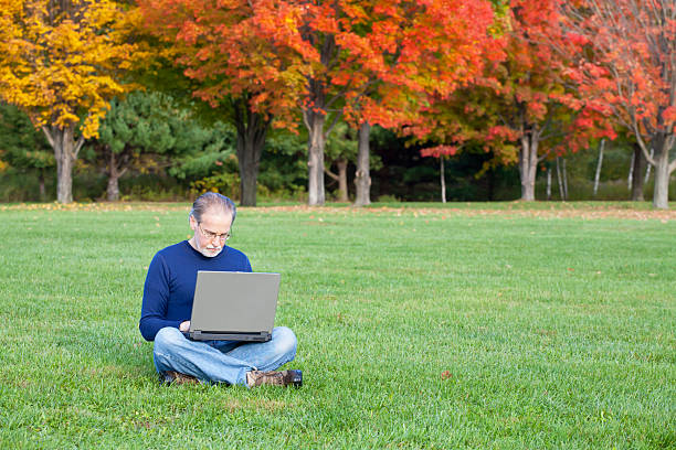 Online In The Fall stock photo