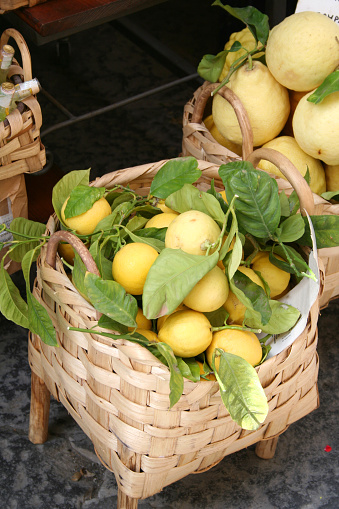 Lemons basket, photo taken in Amalfi - Sorrento coastline town, Italy