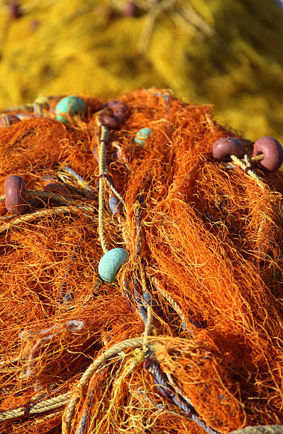 Fishing net close-up stock photo