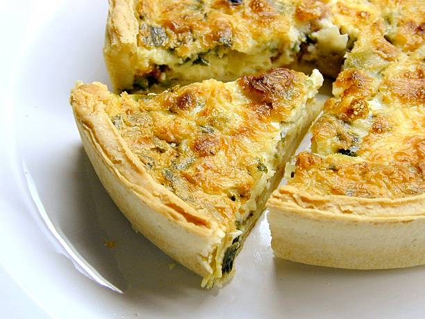 quiche Pie of quiche on white plate. Quiche stock pictures, royalty-free photos & images