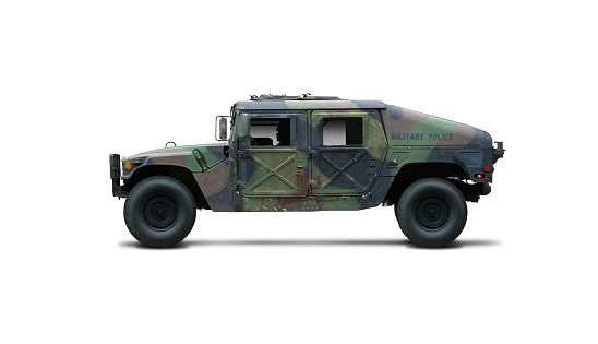 Military Humvee set on a white background. All of the clipping paths you could ever want are in this file, for easy isolation.
