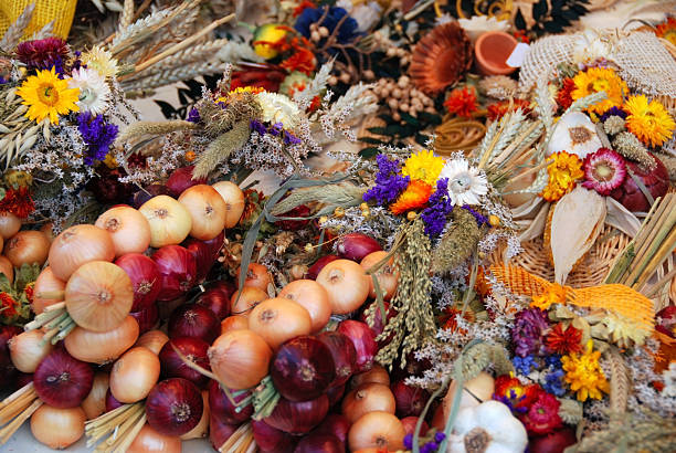 Onion plaits, from the traditional market, Weimar