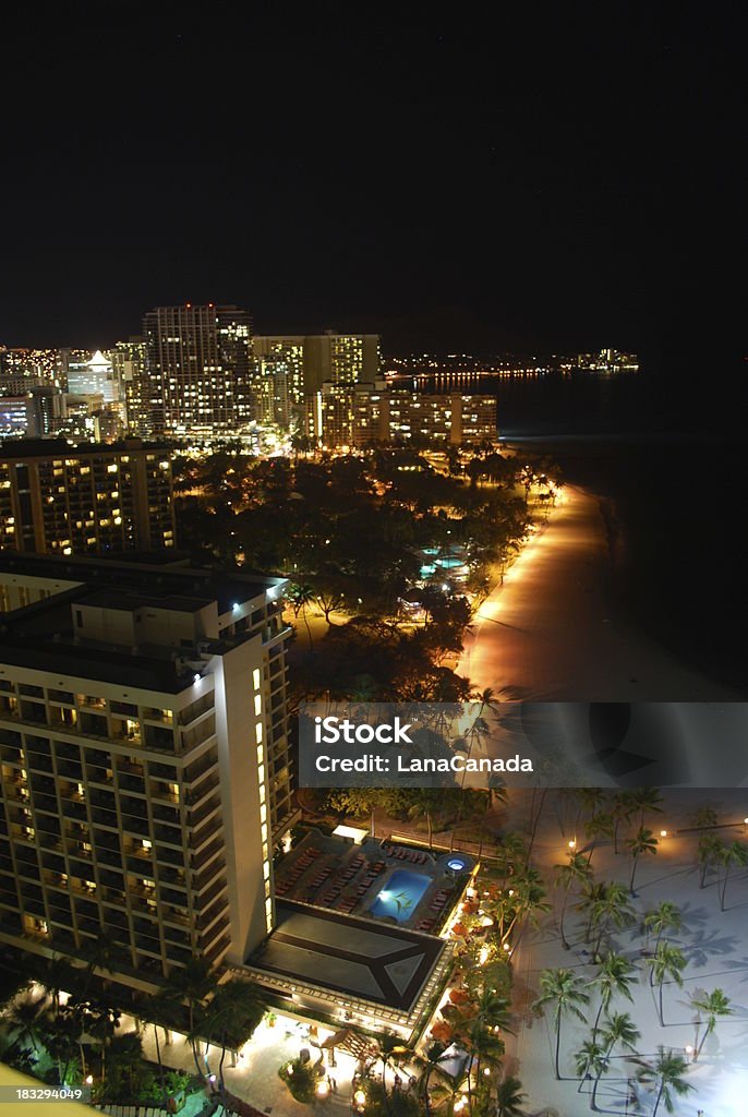 Waikiki Beach, Hawaii, Hotels - Lizenzfrei Abenddämmerung Stock-Foto