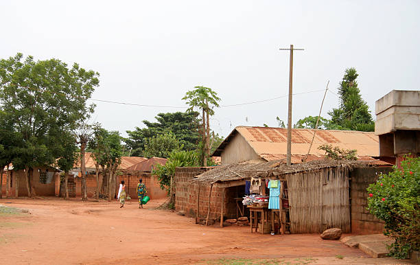 african street scene ouidah, benin village stock pictures, royalty-free photos & images