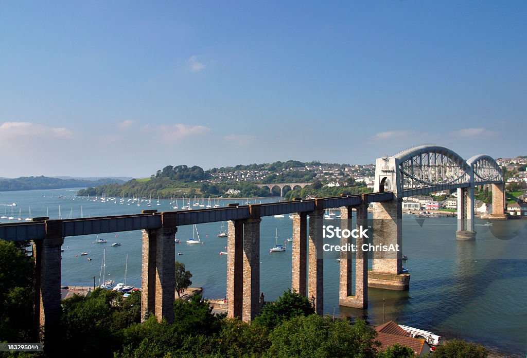 Англия, Тэймар, Brunels Железнодорожный мост - Стоковые фото Река Теймар роялти-фри