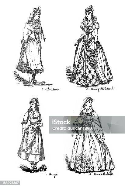 Victorian Fancy Dress Kostüme Stock Vektor Art und mehr Bilder von Tudorstil - Tudorstil, Mode, Anne Boleyn