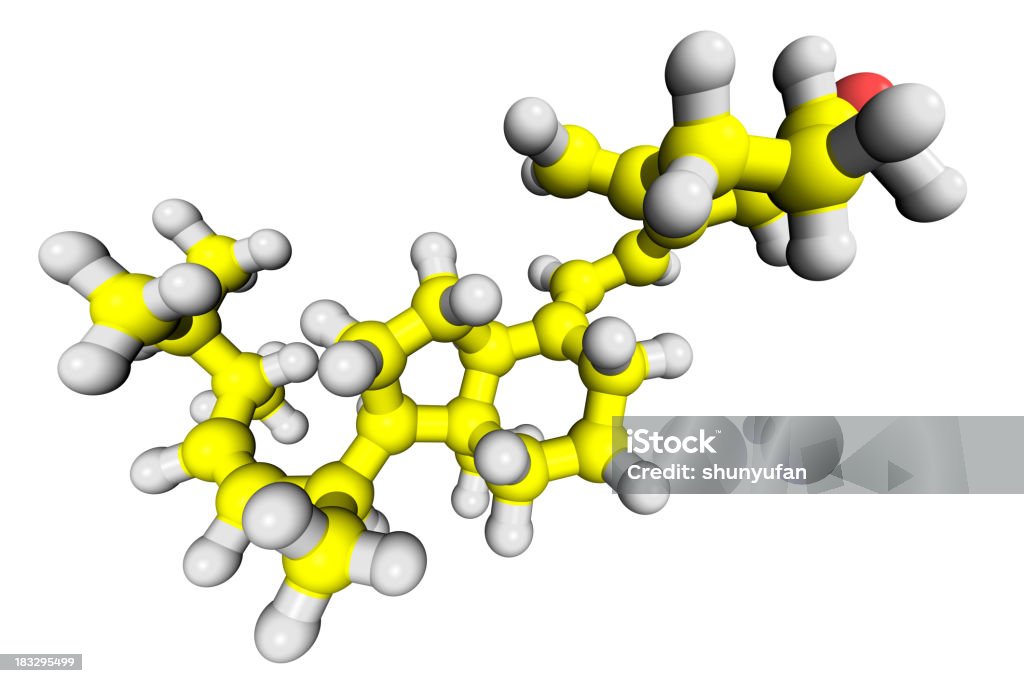 DrugModel: Vitamin D "Molecular model of Vitamin D (Calciferol), an essential nutrient for human" Molecule Stock Photo