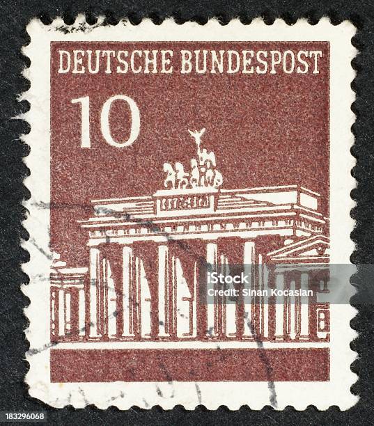 German Postage Stamp Stock Photo - Download Image Now - Antique, Black Background, Black Color