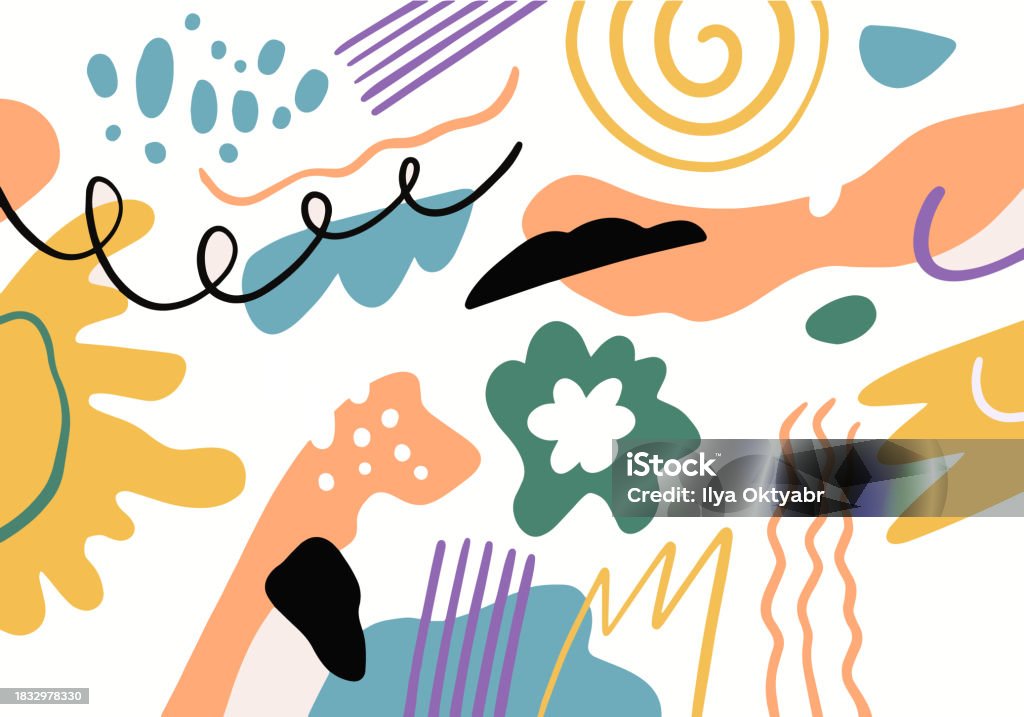 Patel Abstract Color Patel Color Abstract Shapes Background Hand Drawn Doodle Elements Stock ...