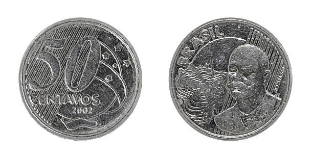 istock Brazilian fifty Centavos coin on white 183297843