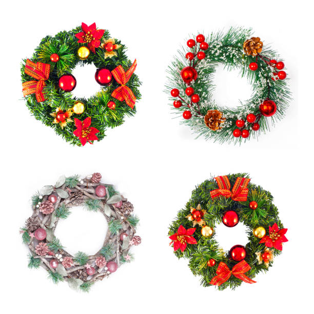 istock Christmas decorative bright wreath set, isolated 1832981590