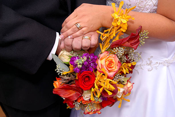 istock Wedding bouquet and rings 183298338