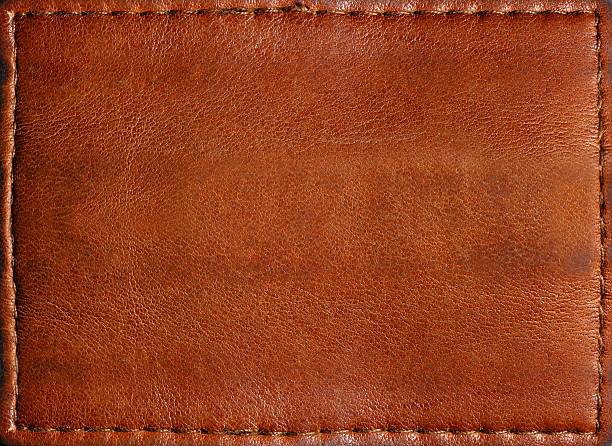 remendo de cabedal/rótulo - leather patch label stitch imagens e fotografias de stock