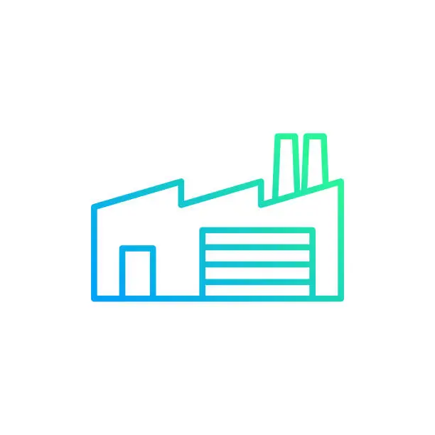 Vector illustration of Factory Plant Gradient Line Icon. The Icon is suitable for web design, mobile apps, UI, UX, and GUI design.