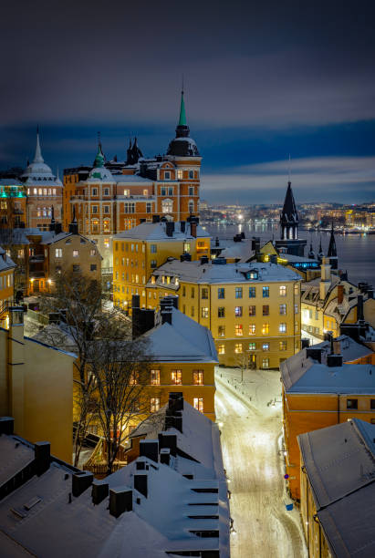 스톡홀름 중부의 sodermalm district area, 스웨덴 - sweden nobody building exterior architectural feature 뉴스 사진 이미지