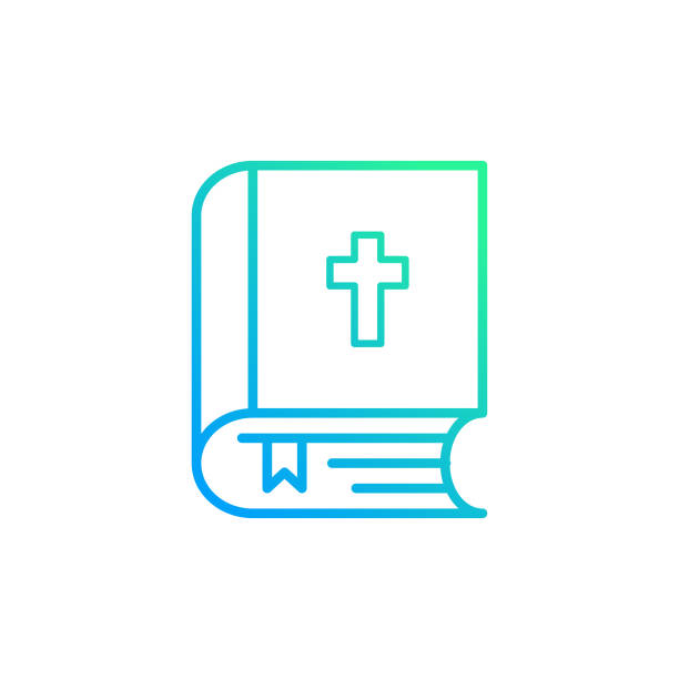 ilustraciones, imágenes clip art, dibujos animados e iconos de stock de icono de línea degradada de la biblia del libro sagrado. el icono es adecuado para el diseño web, las aplicaciones móviles, la interfaz de usuario, la experiencia de usuario y el diseño de la interfaz gráfica de usuario. - family cross shape christianity praying