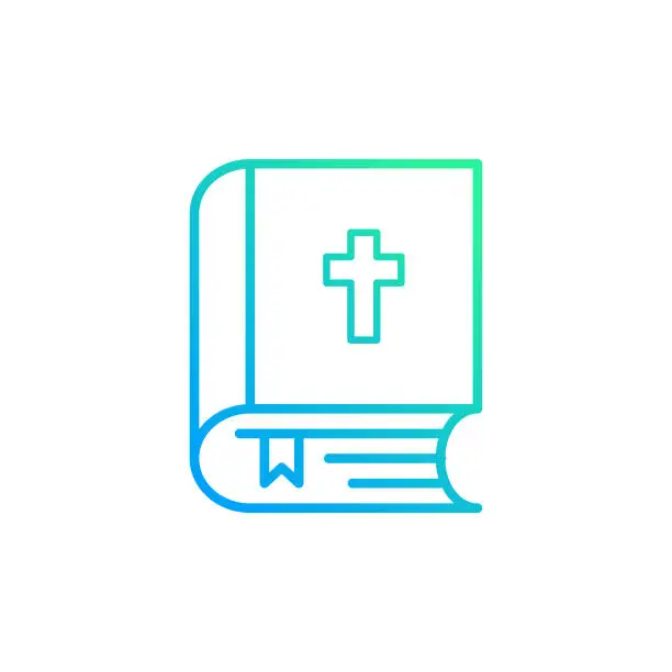 Vector illustration of Holy Book Bible Gradient Line Icon. The Icon is suitable for web design, mobile apps, UI, UX, and GUI design.