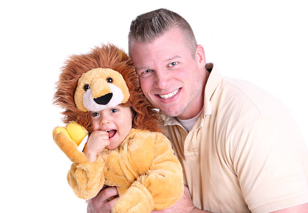 happy halloween! - costume halloween lion baby stock-fotos und bilder