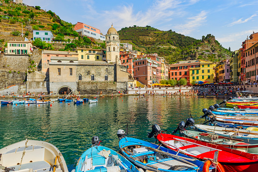 Small picturesque town Vernazza in italian mountains