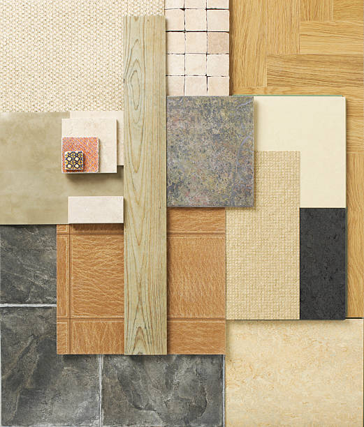 Home Decor-Floor Samples A Overhead composition of various flooring samples Other Variation wood laminate flooring photos stock pictures, royalty-free photos & images