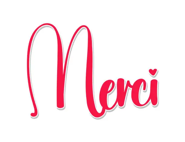 Vector illustration of Thnak you in French “Merci”, creative and elegant style.