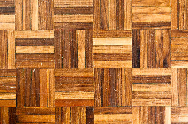 old and scratched parquet floor