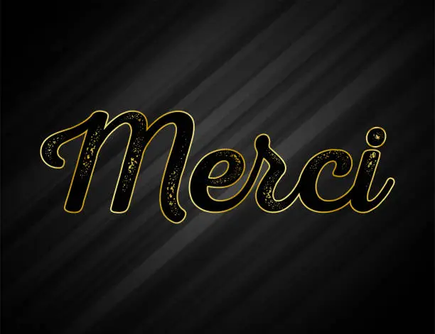 Vector illustration of Thnak you in French “Merci”, creative and elegant style.