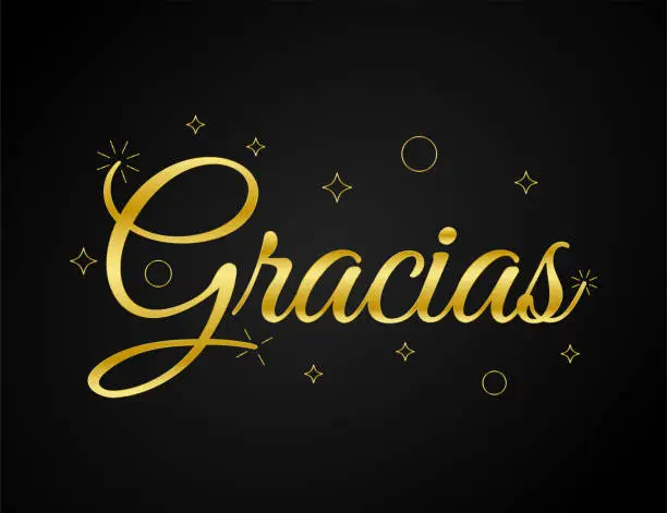 Vector illustration of Thnak you in Spanish “Gracias”, creative and elegant style.