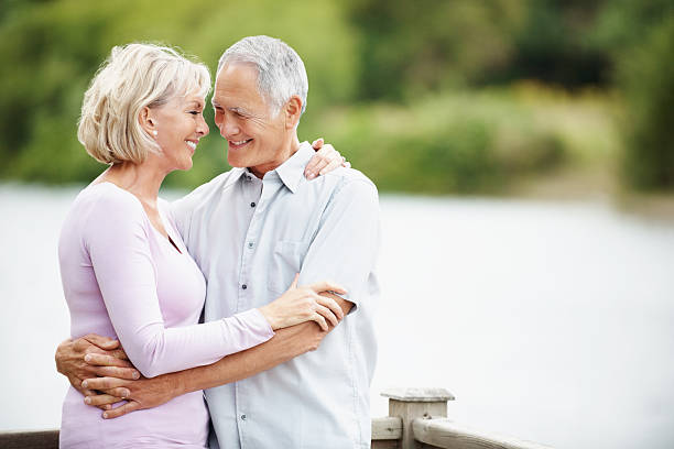istock Romantic mature couple hugging each other - outdoor 183299791