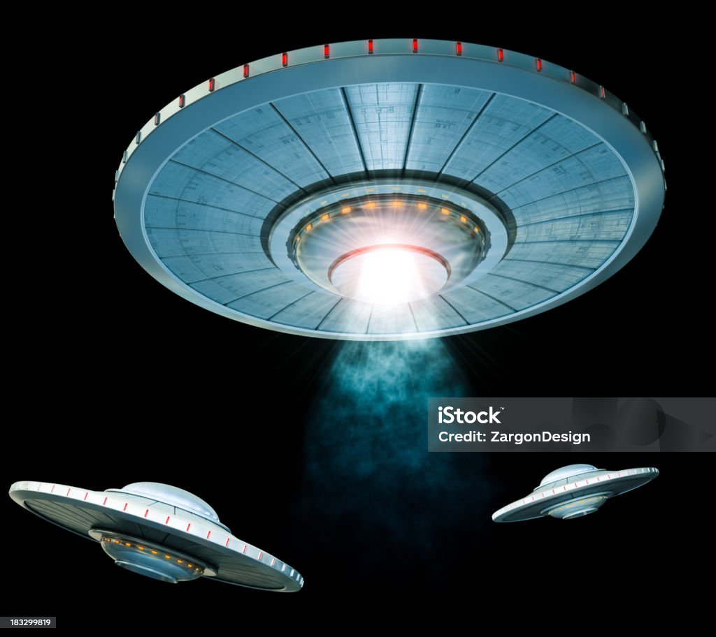 Retro-UFOs nahen - Lizenzfrei Projektion Stock-Foto