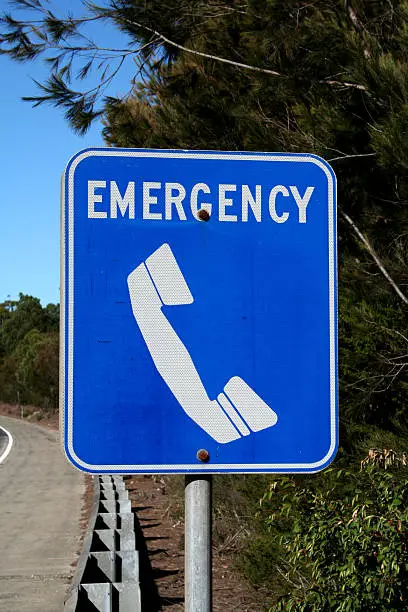 "A streetsign indicating an emergency phone booth. Found on a highway in Sydney, Australia"