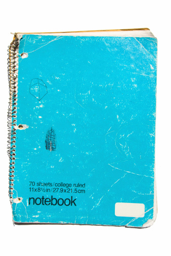 Worn 80's notebook.Papers & grunge layer series.