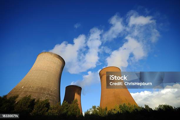 Cooling Towers Stock Photo - Download Image Now - Air Pollution, Blue, Built Structure