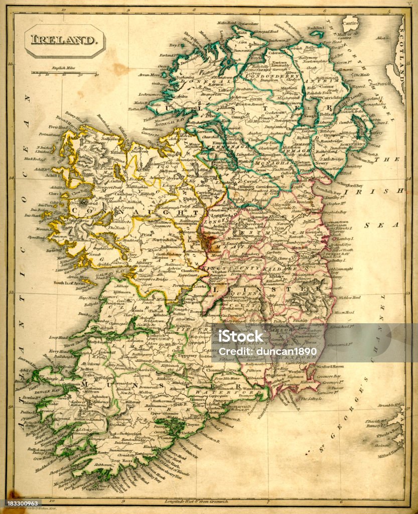 Antquie carte d'Irlande - Illustration de Carte libre de droits