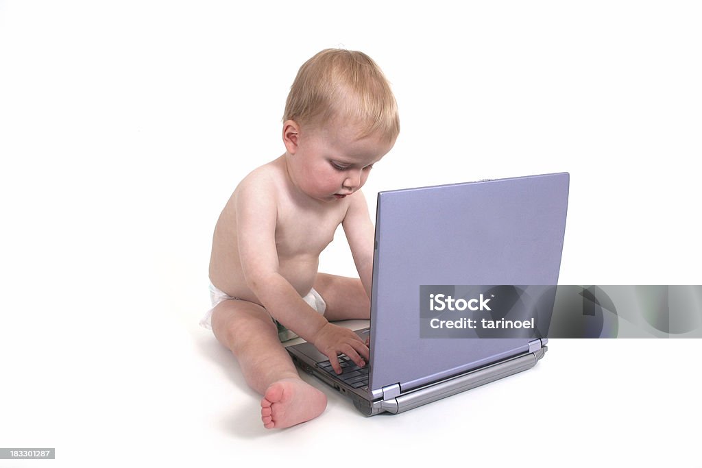 Hard Worker Infant on Laptop Effortless Stock Photo