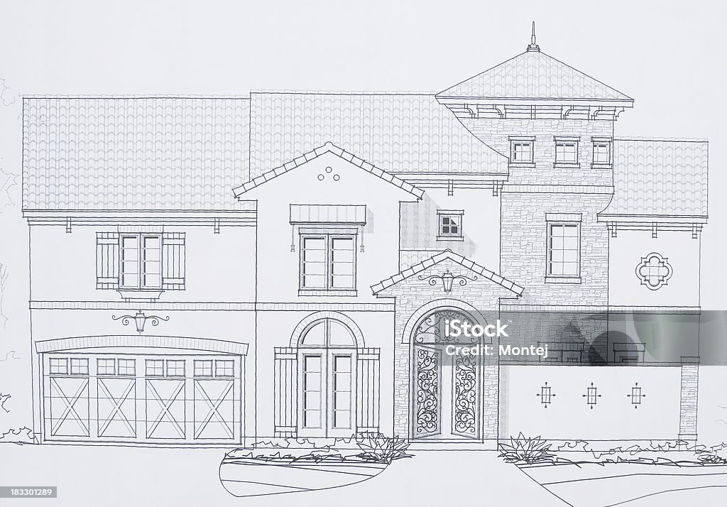House Rendering Stone Tile And Stone House Rendering Stock Photo - Download Image Now - Arch ...