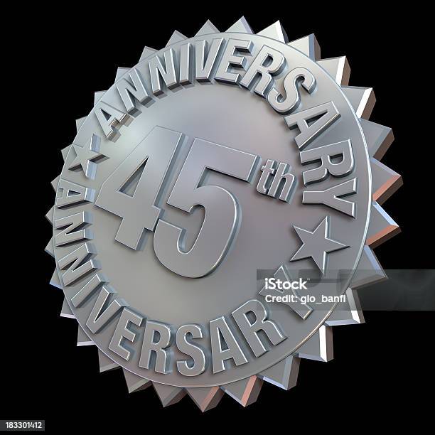 45th Anniverary Medal Stock Photo - Download Image Now - Anniversary, Black Background, Celebration