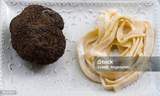 Black Truffle Ad Homemade Tagliatelle Pasta Stock Photo - Download Image Now - Chocolate Truffle, Seasoning, Tagliatelle