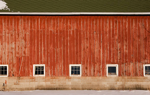 ampia lato di un vecchio fienile - barn red old door foto e immagini stock