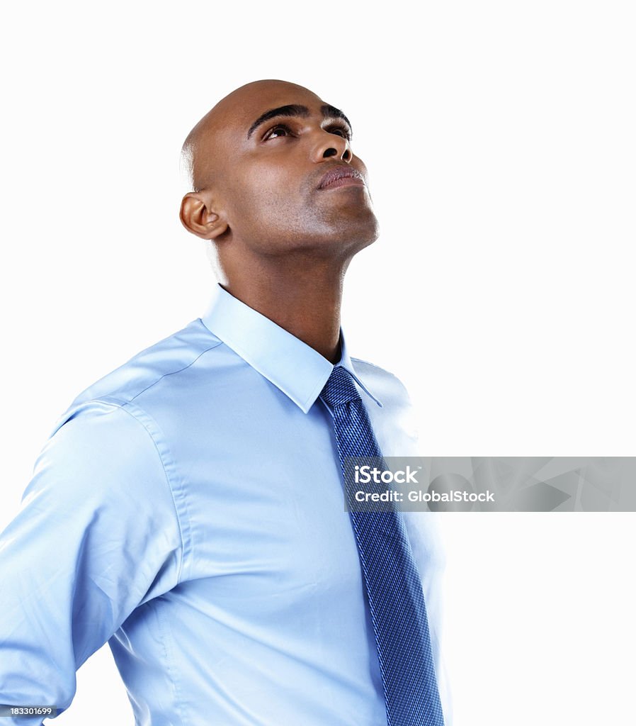 Neugierig African American business Mann vor weißem Hintergrund. - Lizenzfrei Afrikanischer Abstammung Stock-Foto