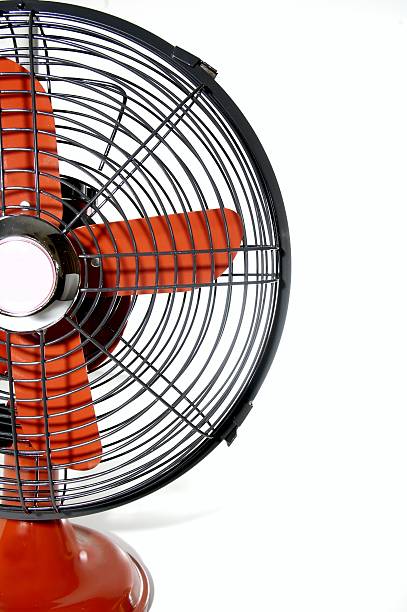 istock Half of a red electric upright fan 183301857