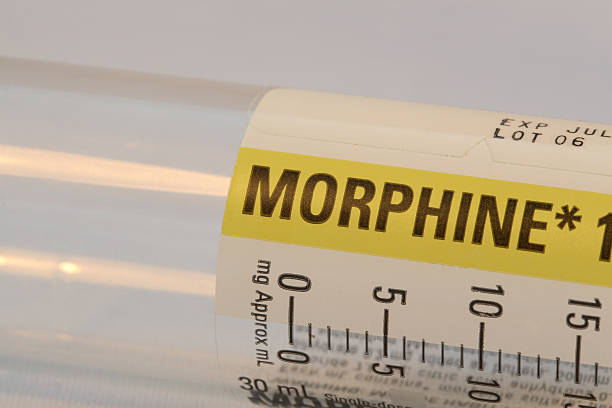 morfina botella revisted - morfina medicamento fotos fotografías e imágenes de stock